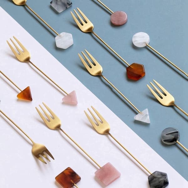 Fruktgaffel Kakegaffel GRÅ SEKSKANTET SEKSKANTET Grey Hexagonal-Hexagonal