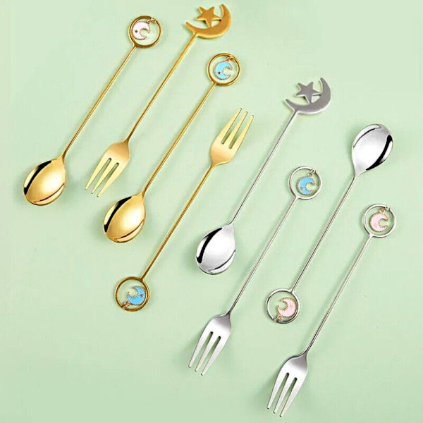 Stjerne Måne Ske Gaffel Dessert Kage Ske FORK-2 FORK-2 fork-2