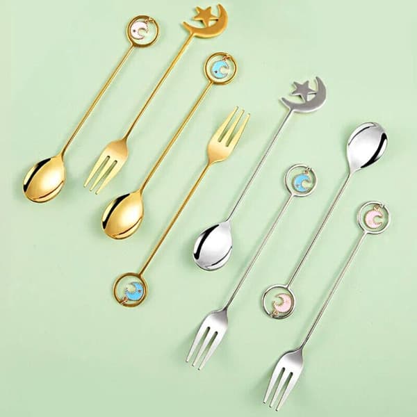 Stjerne Måne Skje Gaffel Dessertkake Skje FORK-2 FORK-2 fork-2