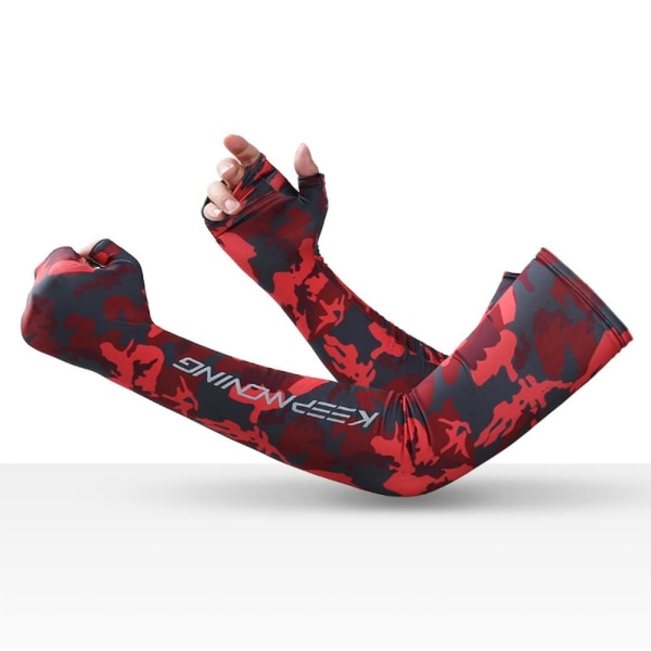 Män Sport Cykelärmar Outdoor Fitness Kamouflagehandskar M-red camo