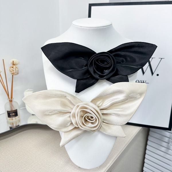 Bow Fabric Patch Flower Kangastarra MUSTA Black