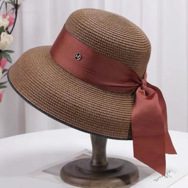 Dame Cap Beach Hat Hepburn Style Bøttehatt KHAKI KHAKI Khaki