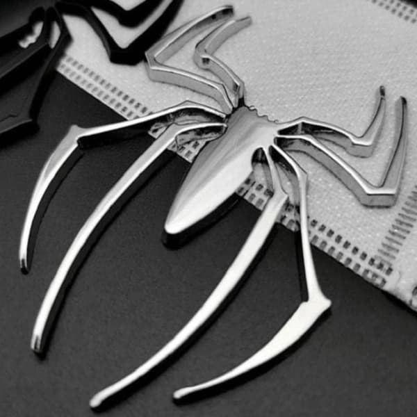4 stk. 3D Spider Emblem Bilmærkat Nye Spider Emblemer SØLV Silver