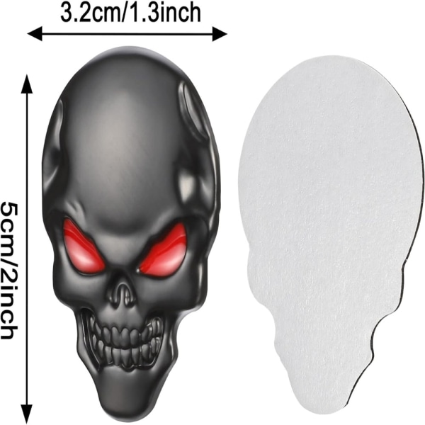 2 stk Skjelett Skull Logo Emblem Badge 3D Skull Heads Bildekor