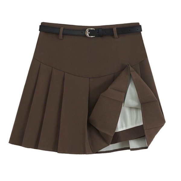Plisseret nederdel Halvnederdel BRUN M Brown M