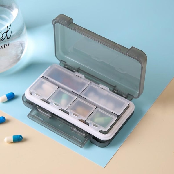 6 Grid Pill Box Daily Pill Case GRÅT grey