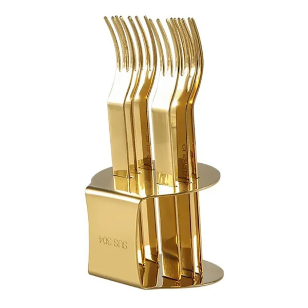 6 kpl Fruit Fork Kahvi- set KULTA Gold