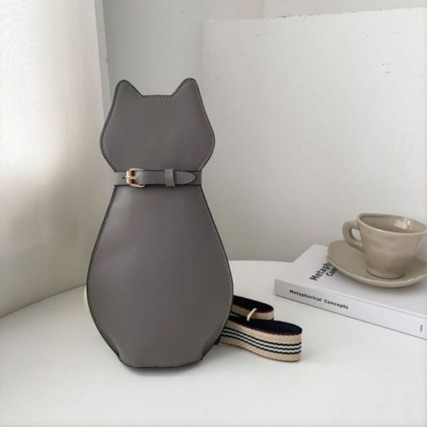 Lynlås Hundeformet Crossbody-taske PU-læder tegneseriehåndtaske GRÅ grey Puppy-Puppy