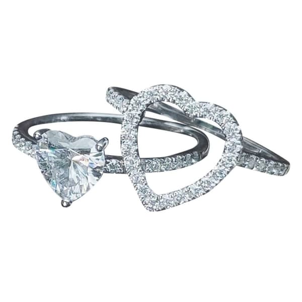Hjärta Full Diamond Ring Set Stapelbar Ring STORLEK 6 STORLEK 6 size 6