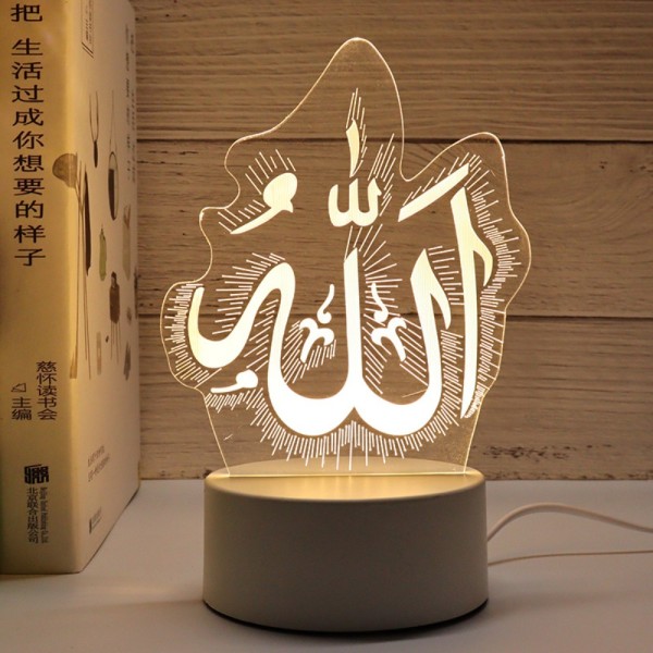 Eid Mubarak Decor Ramadan Akryyli Night Light 3D LED-valo B