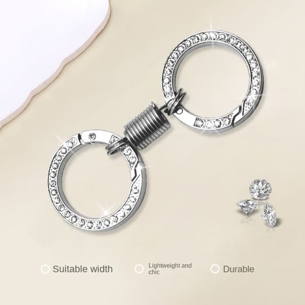 Dubbelsidig nyckelring med strass, SILVER silver