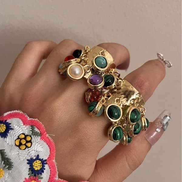 Frynse Åpen Ring Multi-anheng Ring MULTIFARGET multicolor