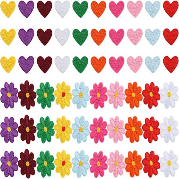 Blomlappar Hjärtlappar Broderiapplikation