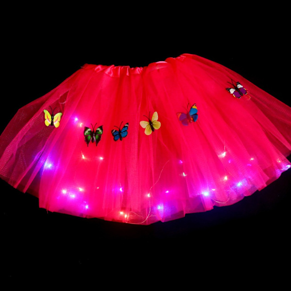 Bobleskørt LED-nederdel ROSE RED rose red