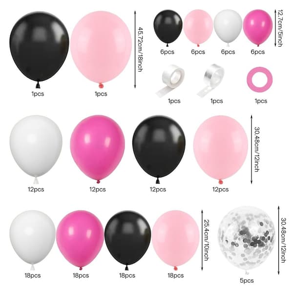 Pink Sort Ballon Guirlande Sæt