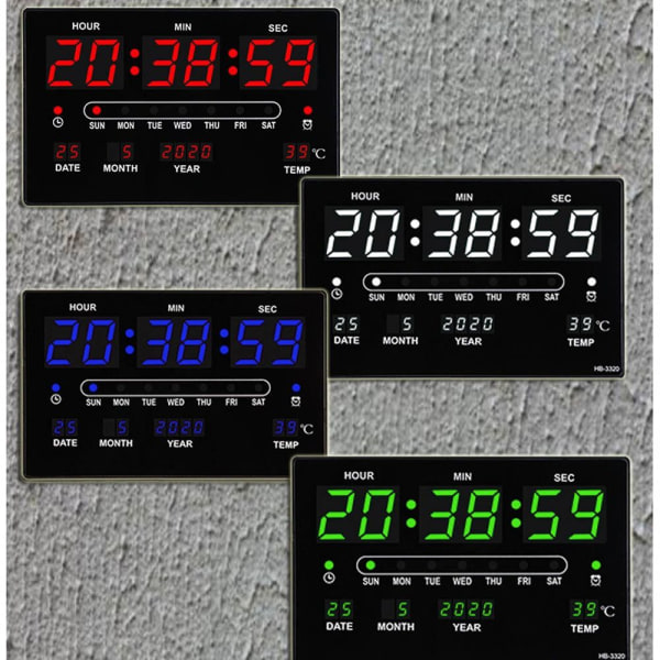 Elektronisk väggklocka Digitala LED-klockor 2 2 2