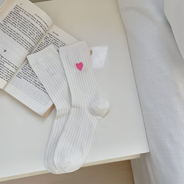 Love Broderi Lolita Strømper Tynde Dame Sokker HVID 2 HVID White 2