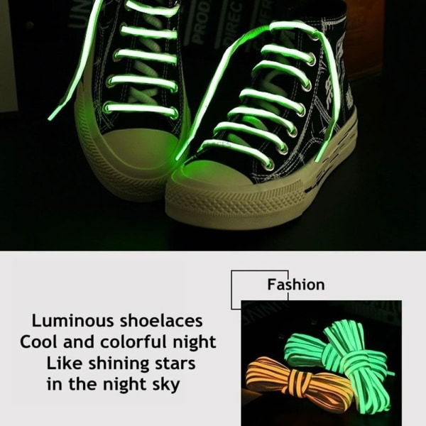 Ljusande skosnören Platta reflekterande skosnören GRÖN green