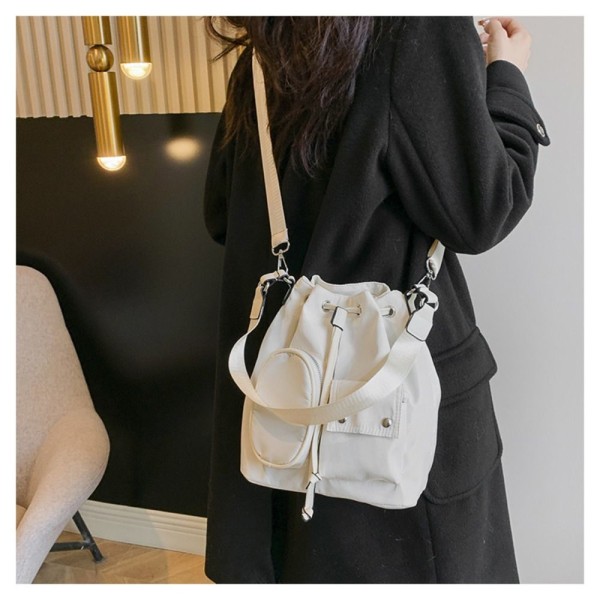 Snøre Bucket Bag Nylon skuldertasker HVID white