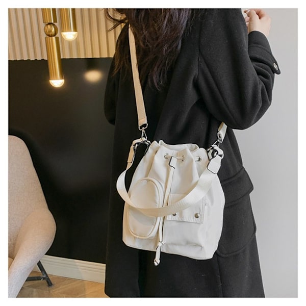 Snøre Bucket Bag Nylon Skuldertasker SORT black