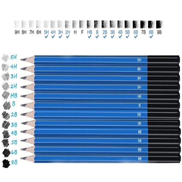 40 STK Sketch Blyantsett Sketch Kullblyanter Tegneblyant