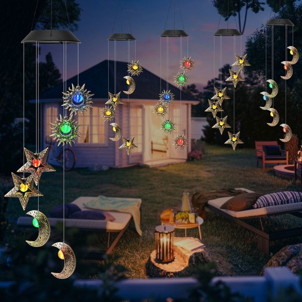 LED Wind Chime Fairy Lights EID Mubarak Lampe C-FLERE FARGER C-Multicolor