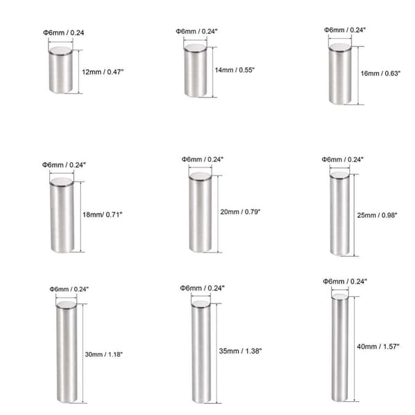 25 kpl sylinteritappeja M6x40mm M6x40mm