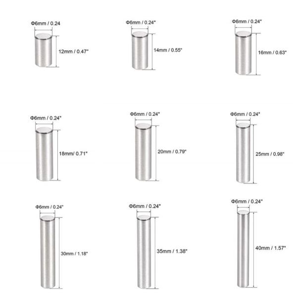 25 stk Dyvelstift Cylindriske stifter M6X12MM M6x12mm