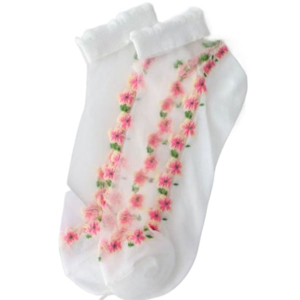 Crystal Glass Silk Socks Lastic Socks VALKOINEN White