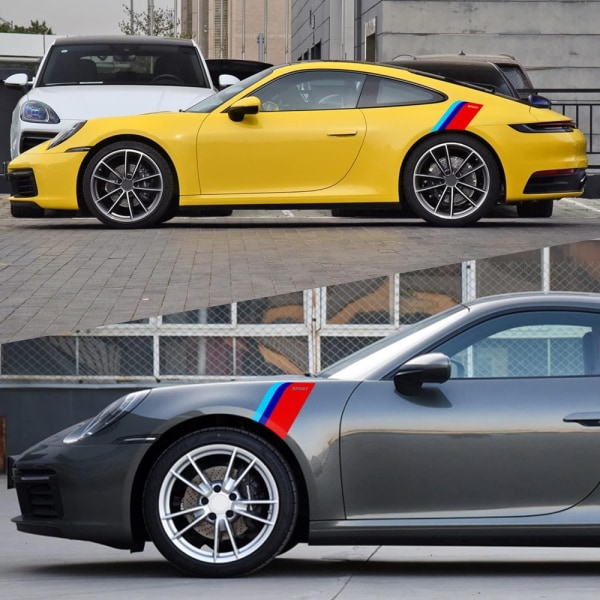 2 kpl Auton lokasuojat Stripes Tarrat Urheiluraita auton sivutarrat