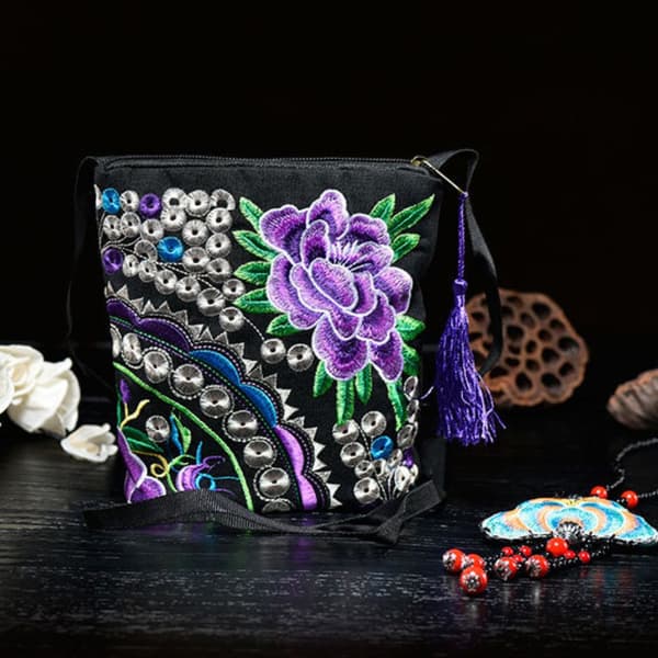 Axelväska i etnisk stil broderad crossbody-väska E E E