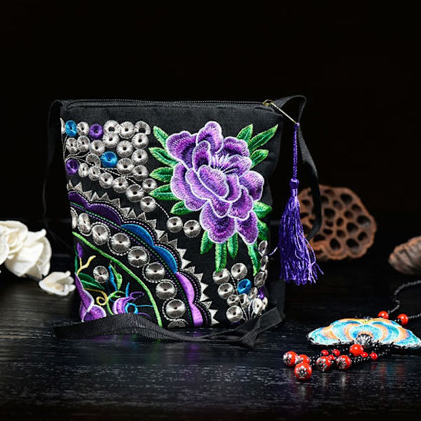 Axelväska i etnisk stil Broderi Crossbody-väska A A A