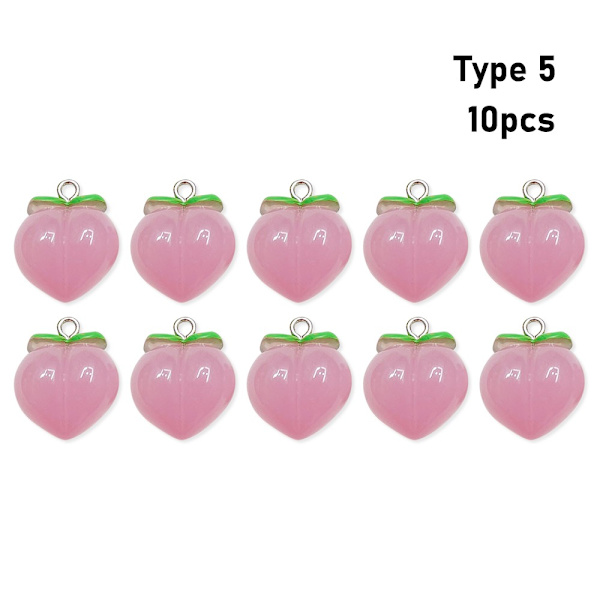 10 stk Peach Flat Resin Charms Pendant Peach Charms Frugt 5