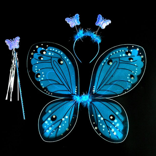 Lasten pukurekvisiitta Butterfly Wings -setit SININEN 3 KPL / SET Blue 3Pcs/set-3Pcs/set