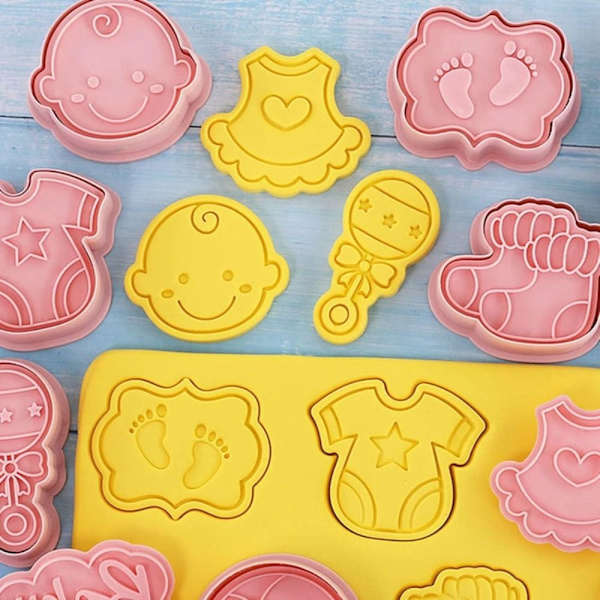 8st/ Set Cookie Cutters Form Degstämpel DIY Bakning