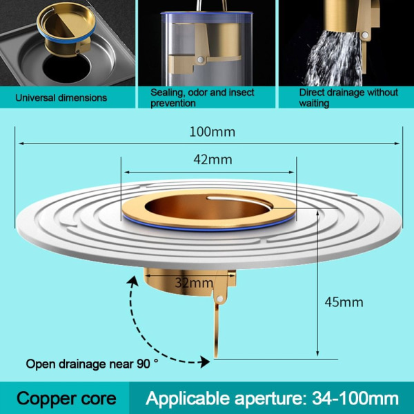 Dusch Golvavlopp Handfat Sil VIT KOPPARKÄRNA KOPPARKÄRNA white copper core-copper core