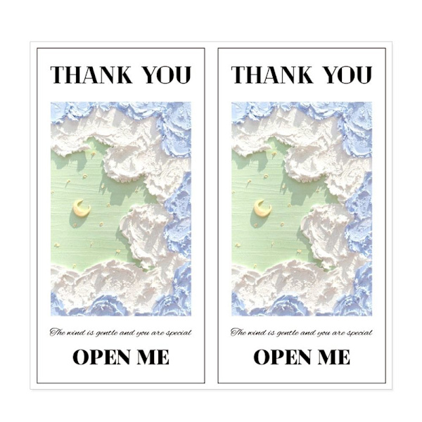 50 STK Thank You Stickers Open Me Decals 4 4 4