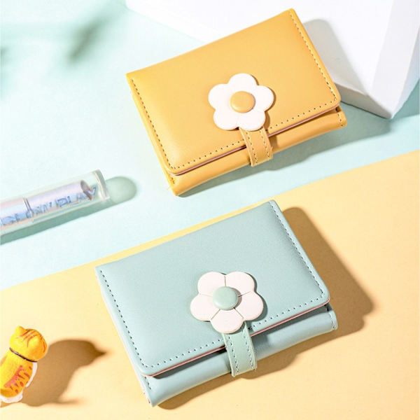 Jenter Liten Lommebok Dame Trefoldet Lommebok GUL yellow