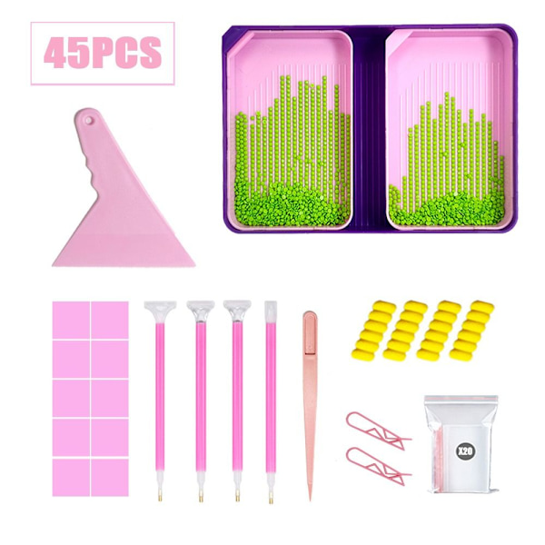 5D-målningsbricka för diamond painting Diamantkonstförvaringslåda ROSA SET 2 pink Set 2-Set 2