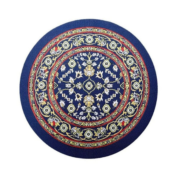Nukkekotimatto miniatyyri kudontamatto TUMMIN SININEN PYÖREÄ dark blue round-round