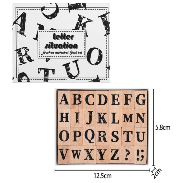 Alphabet Stamps Set Aakkoset Kumileimasimet Vintage Puinen