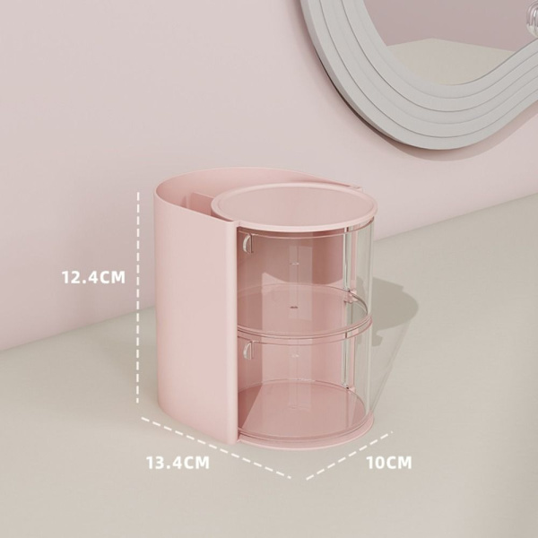 Powder Puff Opbevaringsboks Kosmetisk Bomuld Opbevaring PINK 2-LAG Pink 2-layer-2-layer