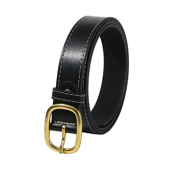 Läderbälte Elliptisk stift Spänne Midjeband SVART black