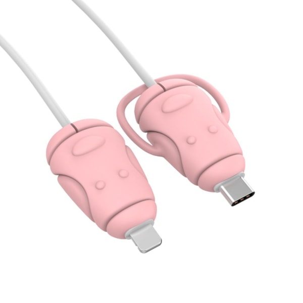 Kabelbeskytter Lader Kabelbeskyttelsesdeksel ROSA TYPE TIL Pink TypeC to iOS-TypeC to iOS