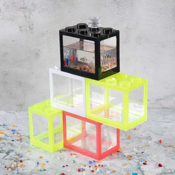 Betta Fish Tank Building Block Aquarium SVART SVART black