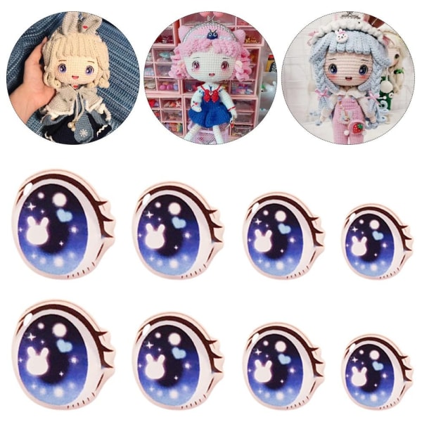 Cartoon Eyes Stickers Anime figur dukke BLÅ-15MM BLÅ-15MM Blue-15mm