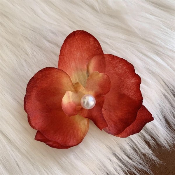 Phalaenopsis Flower Hairpin Side Duckbill Clip RUSKEA brown