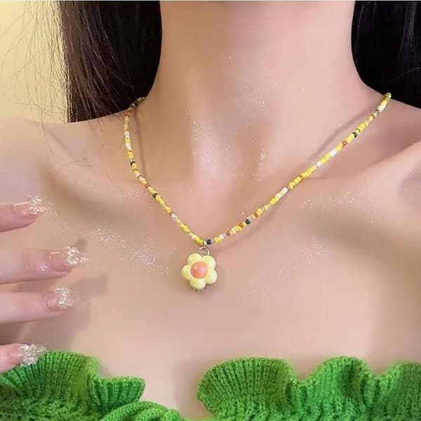 Blommig Halsband Dam Nyckelbenskedja E E E