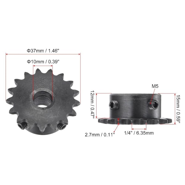 17 hammaspyörän rullan ketjupyörät 10 mm 10 mm 10mm