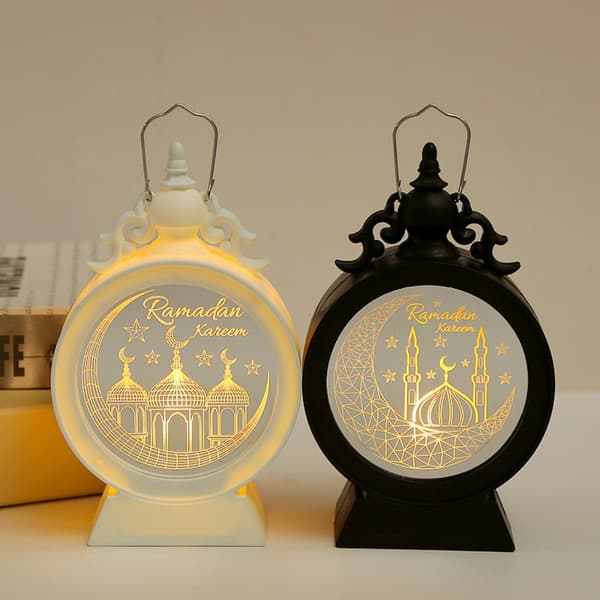 Ramadan Kareem LED Lanterne Ramadan Lys Lanterne SORT black
